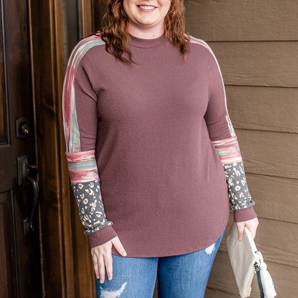 Ces Femme Tops - Ombre Stripes and Leopard Top